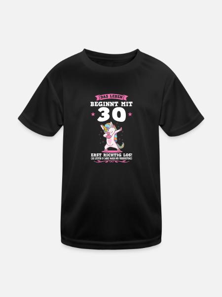 30. Geburtstag Einhorn 30 Jahre alt Geschenk - Kinder Funktions-T-Shirt - Schwarz - Vorne