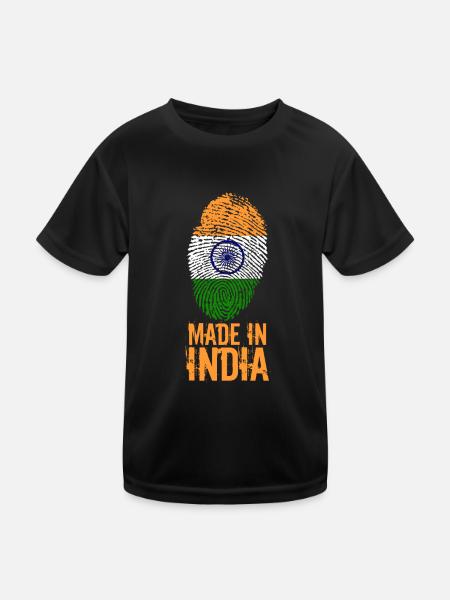Made in India / Gemacht in Indien - Kinder Funktions-T-Shirt - Schwarz - Vorne