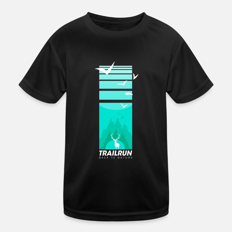 Trailrun Wildnis Hirsch Kinder Funktions-T-Shirt