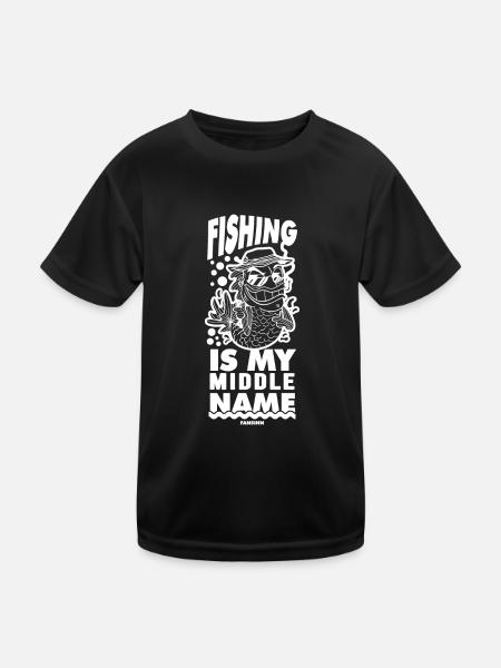 Angler - Kinder Funktions-T-Shirt - Schwarz - Vorne