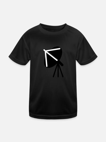 Satellitenschüssel mit Blick in den Himmel - Kinder Funktions-T-Shirt - Schwarz - Vorne