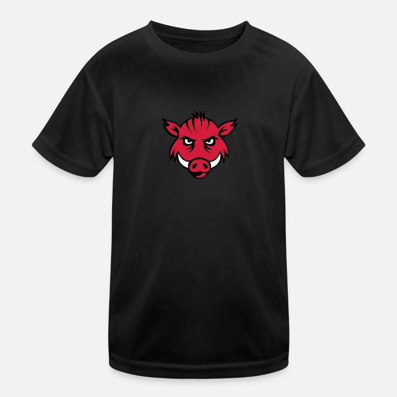 Wildschwein Gesicht 3c - Kinder Funktions-T-Shirt - Schwarz