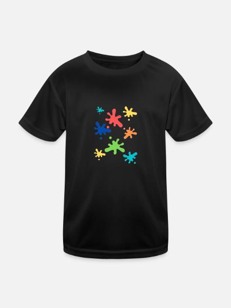 Farbfleck - Kinder Funktions-T-Shirt - Schwarz