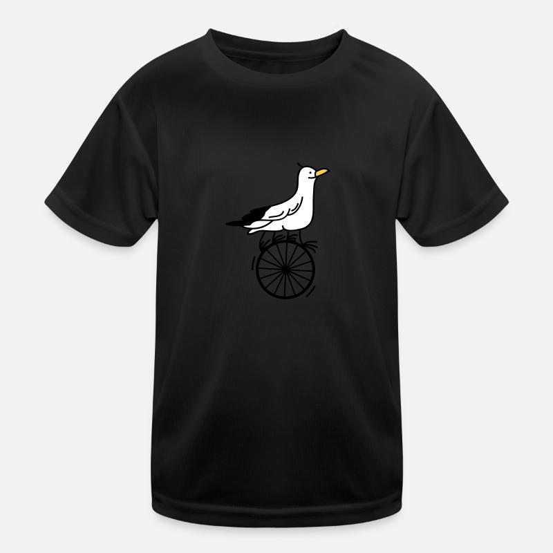 begabte Möwe - Kinder Funktions-T-Shirt - Schwarz