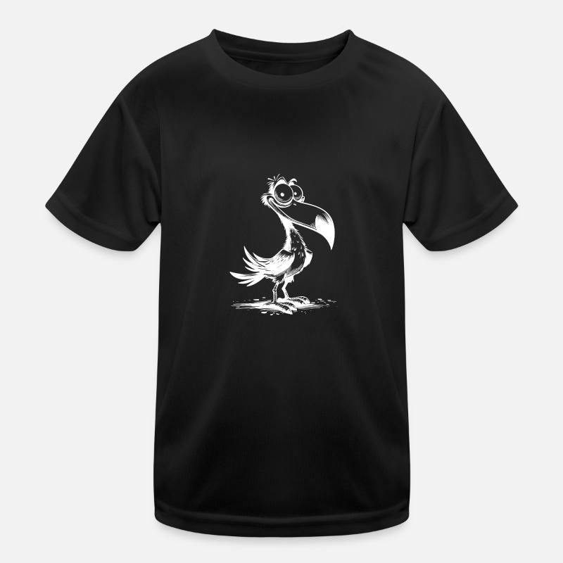 Schräger Vogel Schnabel trifft große Augen Kinder Funktions-T-Shirt