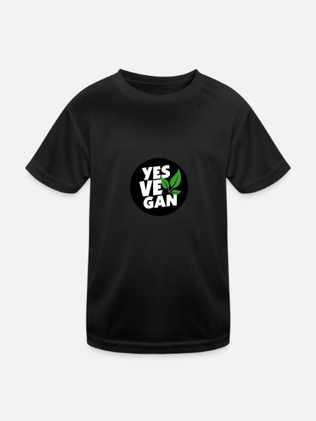 Yes Vegan / Yes ve gan (3c) - Kinder Funktions-T-Shirt - Schwarz - Vorne