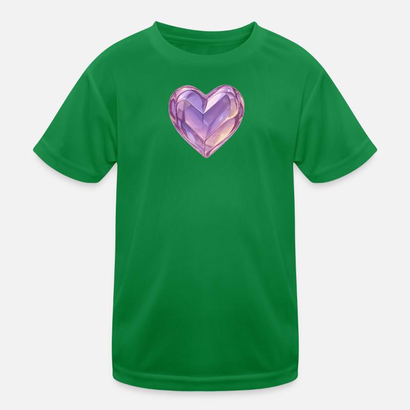 3D Glas Herz Lila Kinder Funktions-T-Shirt
