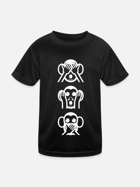 Three Wise Monkeys Vertikale - Kinder Funktions-T-Shirt - Schwarz