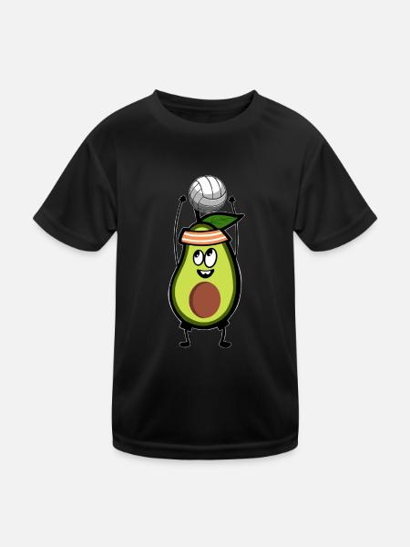 Volleyball Avocado - Kinder Funktions-T-Shirt - Schwarz - Vorne