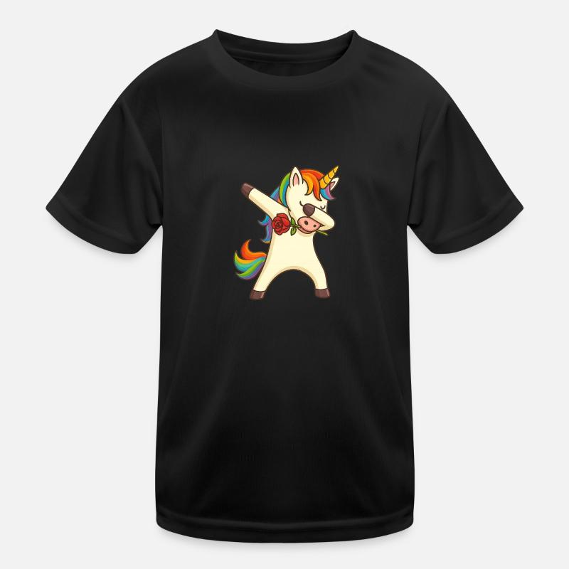 Dabbing Einhorn mit Rose Unicorn Kinder Funktions-T-Shirt