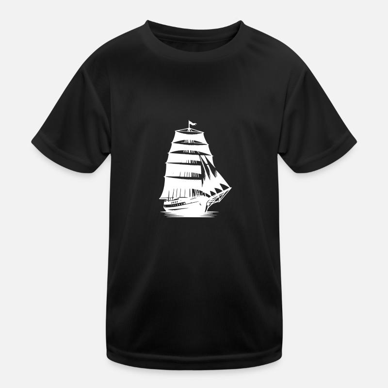 Sailing ship with set sails Kids Functional T-Shirt