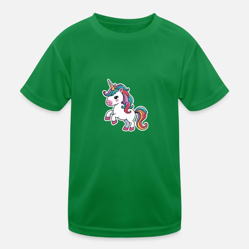 Regenbogen-Einhorn Kinder Funktions-T-Shirt