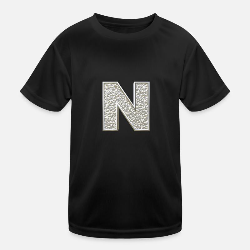 N, letter, letter N, initial, initial N, monogram, Kids Functional T-Shirt