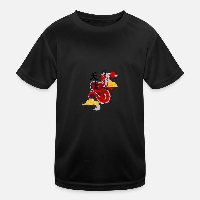 Chinesischer Drachen Print Kinder Funktions-T-Shirt