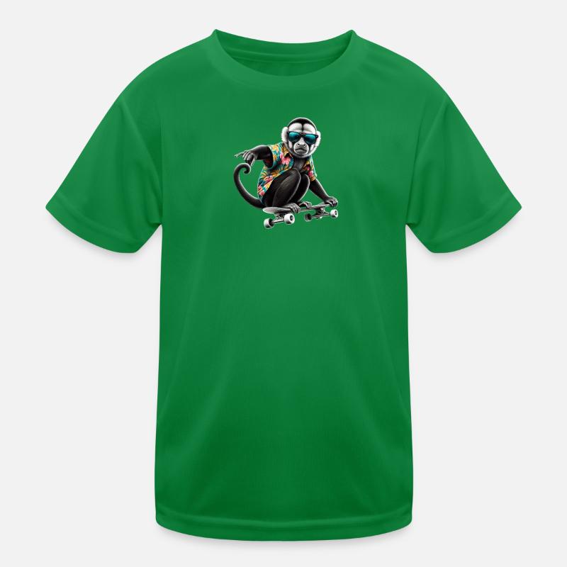 Ein cooler Affe auf einem Skateboard Kinder Funktions-T-Shirt