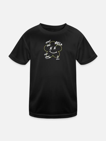 Urban Flower  - Kinder Funktions-T-Shirt - Schwarz - Vorne