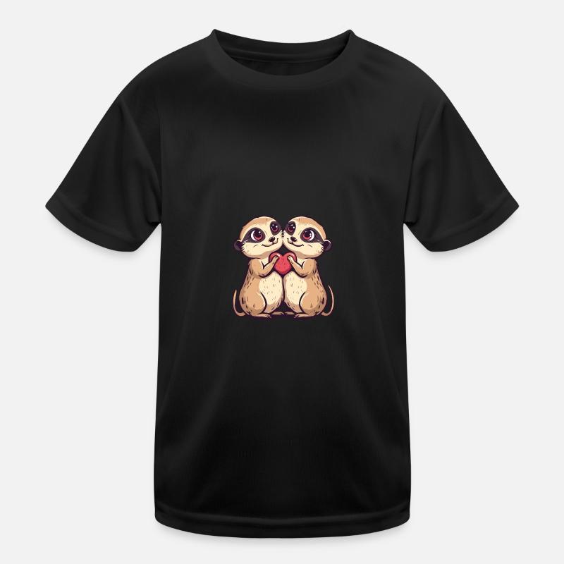 Erdmännchen Paar Liebe Valentinstag Kinder Funktions-T-Shirt