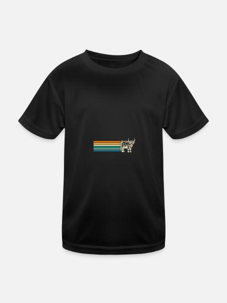 Cow Cattle Highland Cattle - Kids Functional T-Shirt - black - Front