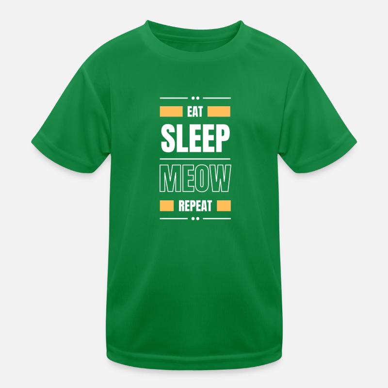 eat sleep meow cat repeat geschenk idee katze Kinder Funktions-T-Shirt