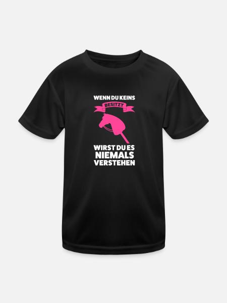 Hobby Horsing Pferd Steckenpferd Geschenk - Kinder Funktions-T-Shirt - Schwarz - Vorne