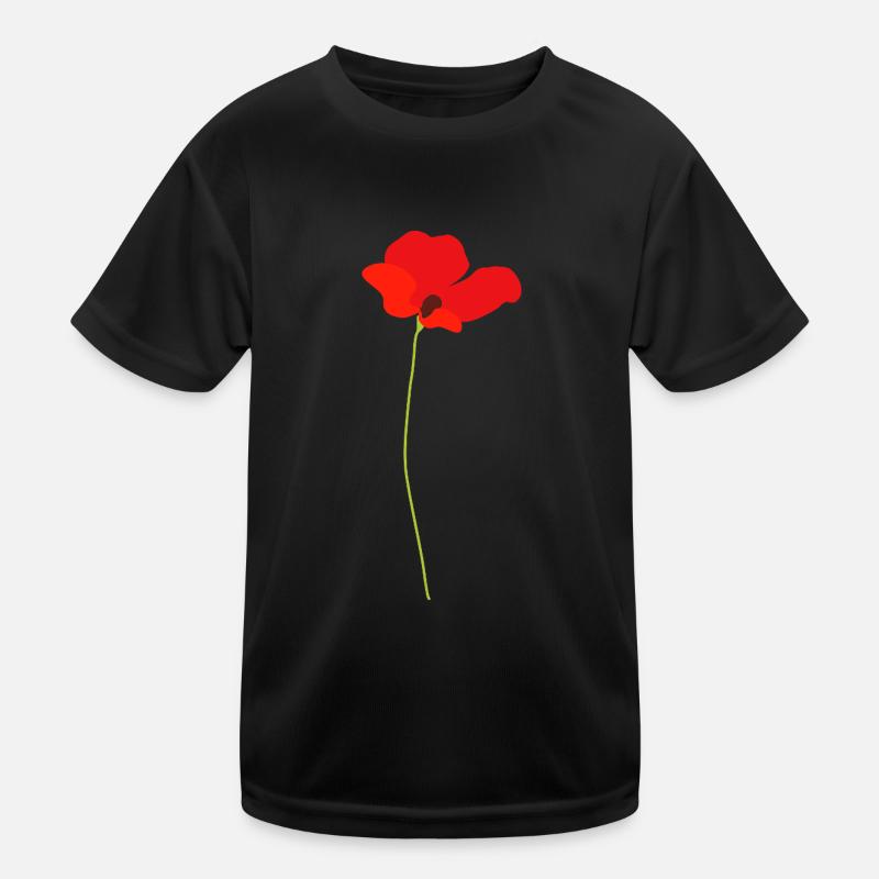 Mohnblume - Kinder Funktions-T-Shirt - Schwarz