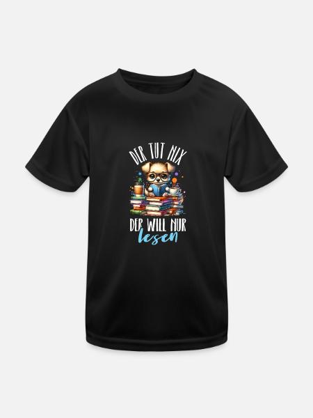 La lecture est mon passe-temps - il ne fait rien, il veut juste - T-shirt sport Enfant - noir - Devant