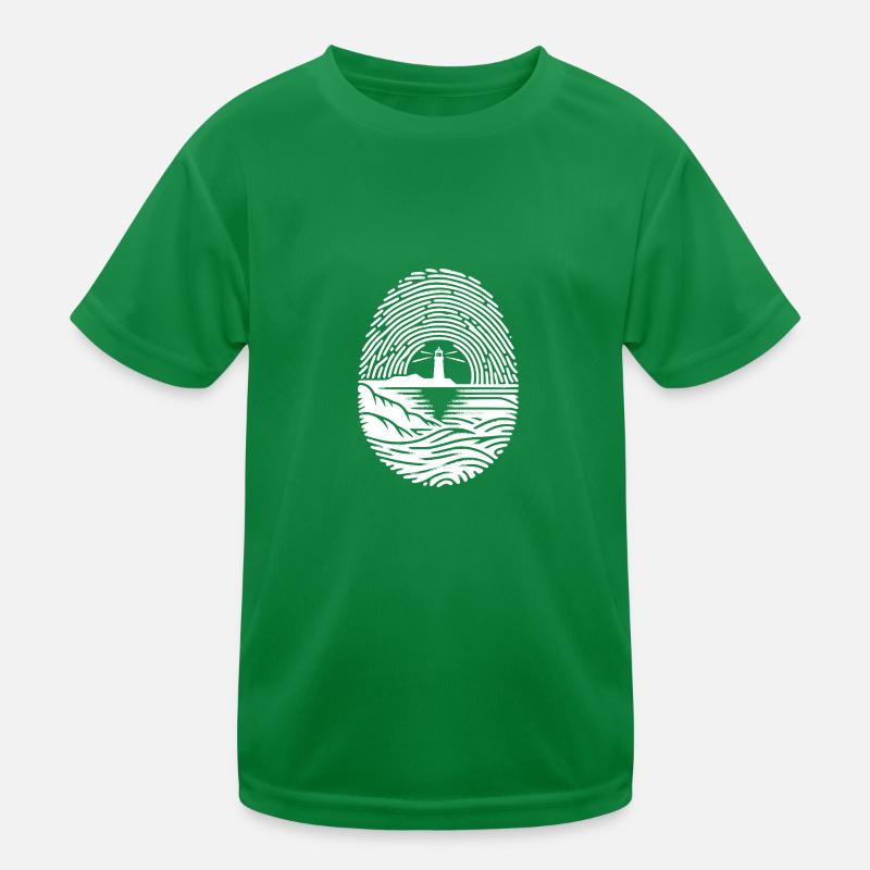 Lighthouse Scene Sunset Fingerprint Kids Functional T-Shirt