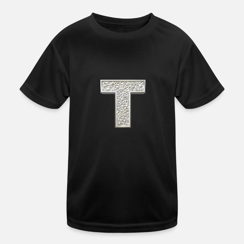 T, letter, initial, monogram, - Kinder Funktions-T-Shirt - Schwarz