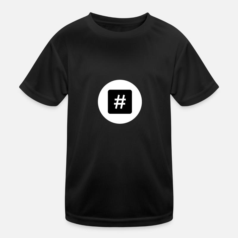 Hashtag - Kinder Funktions-T-Shirt - Schwarz
