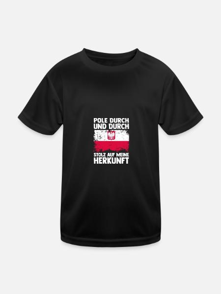 Pole Polnisch Polen - Kinder Funktions-T-Shirt - Schwarz - Vorne