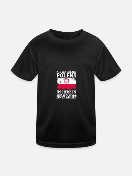 Pole Polnisch Polen - Kinder Funktions-T-Shirt - Schwarz - Vorne