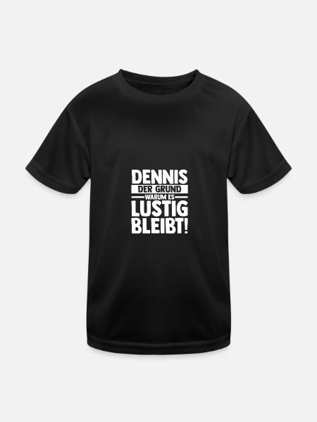 Vorname Dennis - Kinder Funktions-T-Shirt - Schwarz - Vorne