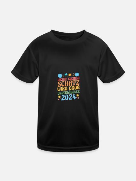 Eltern Schulkind Grundschule Erste Klasse Einschul - Kinder Funktions-T-Shirt - Schwarz - Vorne
