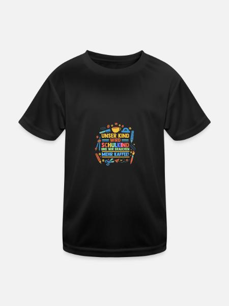 Eltern Schulkind Grundschule Erste Klasse Einschul - Kinder Funktions-T-Shirt - Schwarz - Vorne