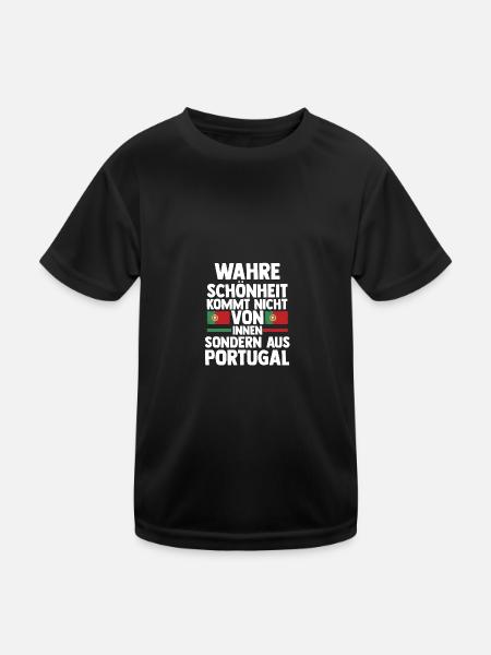Portugiesen Portugal - Kinder Funktions-T-Shirt - Schwarz - Vorne