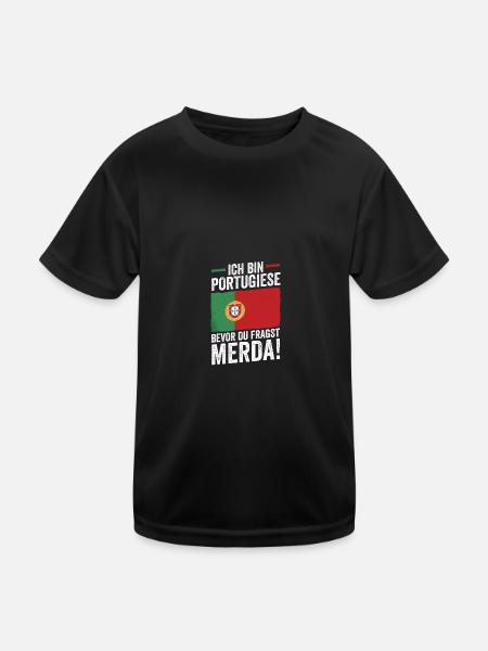 Portugiesen Portugal - Kinder Funktions-T-Shirt - Schwarz - Vorne