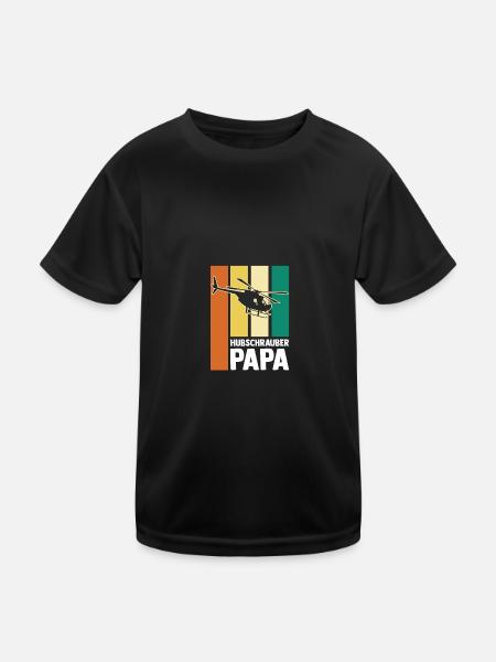 Papa Vater Vatertag Pilot Helikopter Hubschrauber - Kinder Funktions-T-Shirt - Schwarz - Vorne