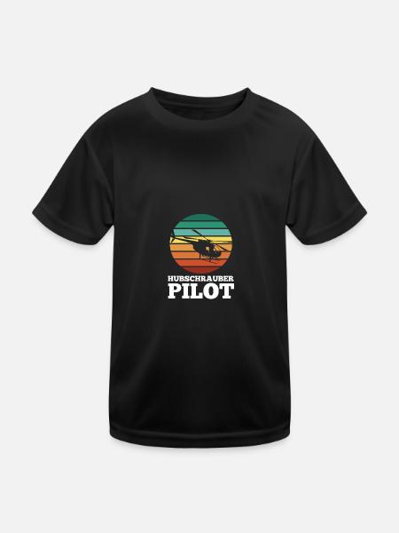 Pilot Helicopter Helicopter - Kids Functional T-Shirt - black - Front