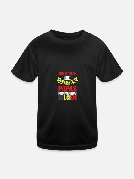 Belgian Dad Father Father's Day Belgium - Kids Functional T-Shirt - black - Front