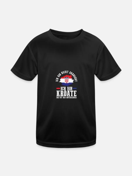 Kroate Kroatisch Kroatien - Kinder Funktions-T-Shirt - Schwarz - Vorne