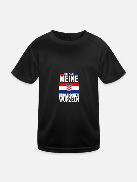 Kroate Kroatisch Kroatien - Kinder Funktions-T-Shirt - Schwarz - Vorne