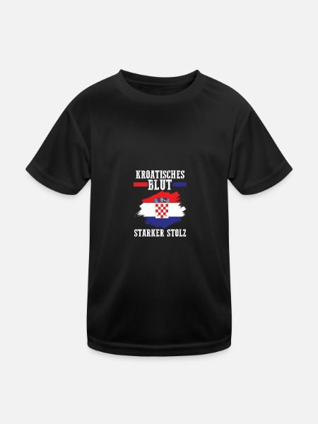 Kroate Kroatisch Kroatien - Kinder Funktions-T-Shirt - Schwarz - Vorne