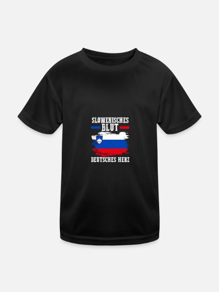 Slowenen Deutschland Deutsch Slowenien - Kinder Funktions-T-Shirt - Schwarz - Vorne