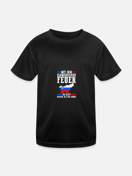 Slowenen Slowenien - Kinder Funktions-T-Shirt - Schwarz - Vorne