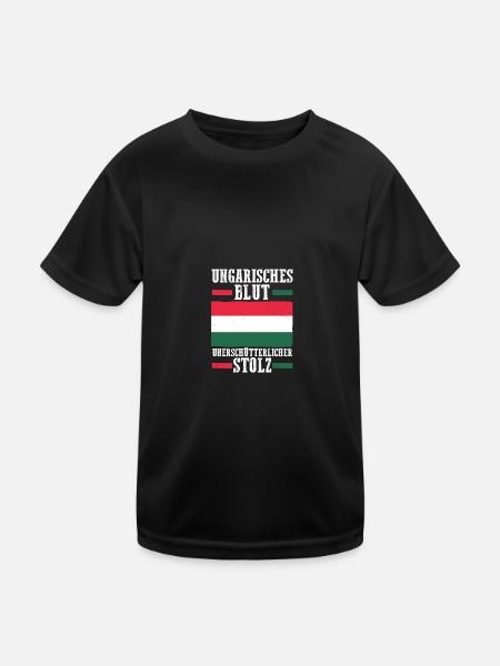 Ungar Ungarisch Ungarn - Kinder Funktions-T-Shirt - Schwarz - Vorne