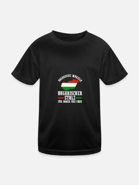 Ungar Ungarisch Ungarn - Kinder Funktions-T-Shirt - Schwarz - Vorne