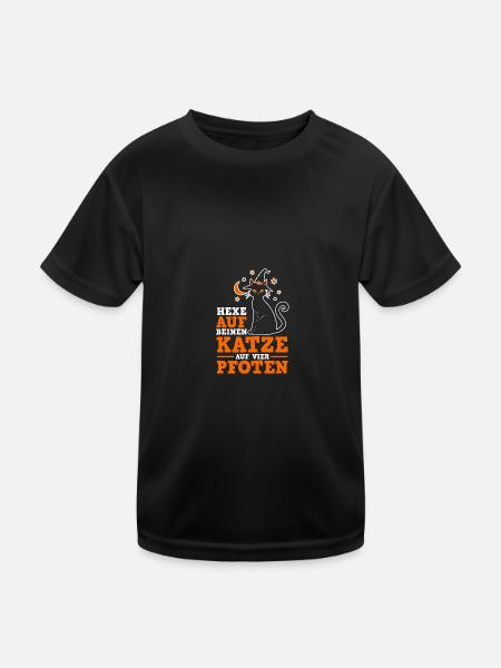Chat Sorcière Halloween Costume Halloween - T-shirt sport Enfant - noir - Devant