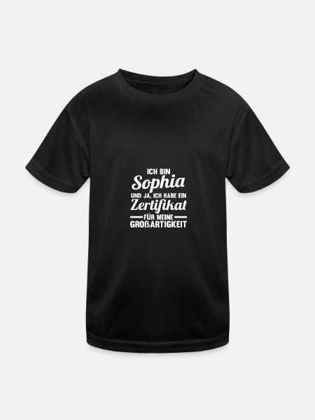 Vorname Sophia - Kinder Funktions-T-Shirt - Schwarz - Vorne
