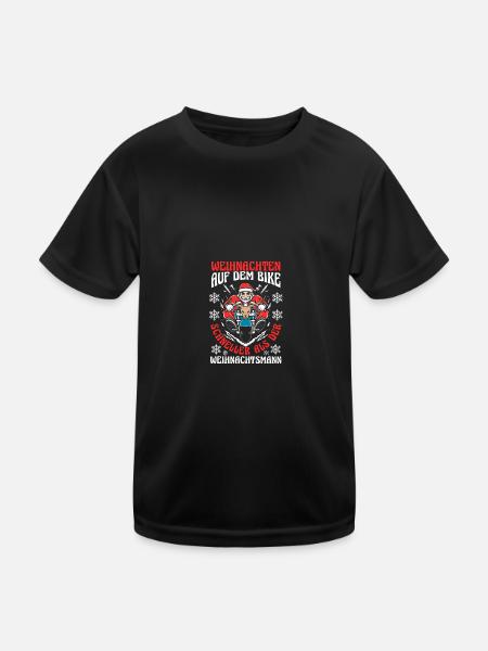 Santa Claus Motorcycle Christmas Party Christmas - Kids Functional T-Shirt - black - Front