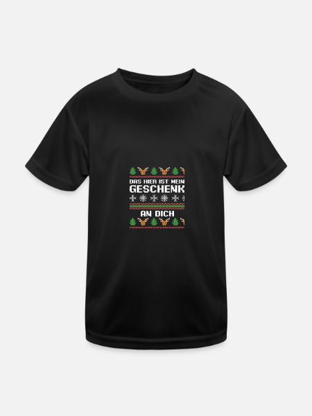 Weihnachtsmann Weihnachtsfest Ugly Christmas - Kinder Funktions-T-Shirt - Schwarz - Vorne